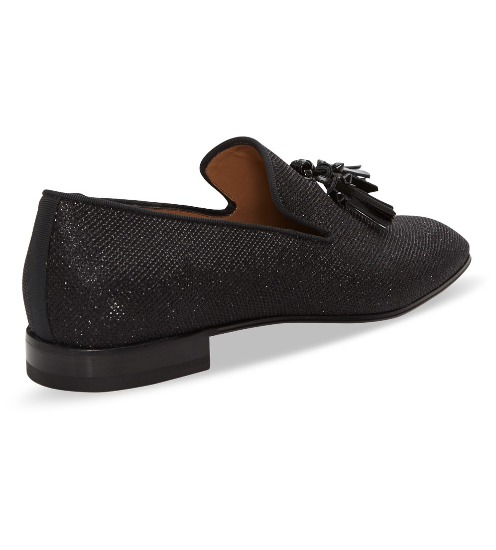 Lyst Christian Louboutin Dandelion Glitter Leather Loafers in Black