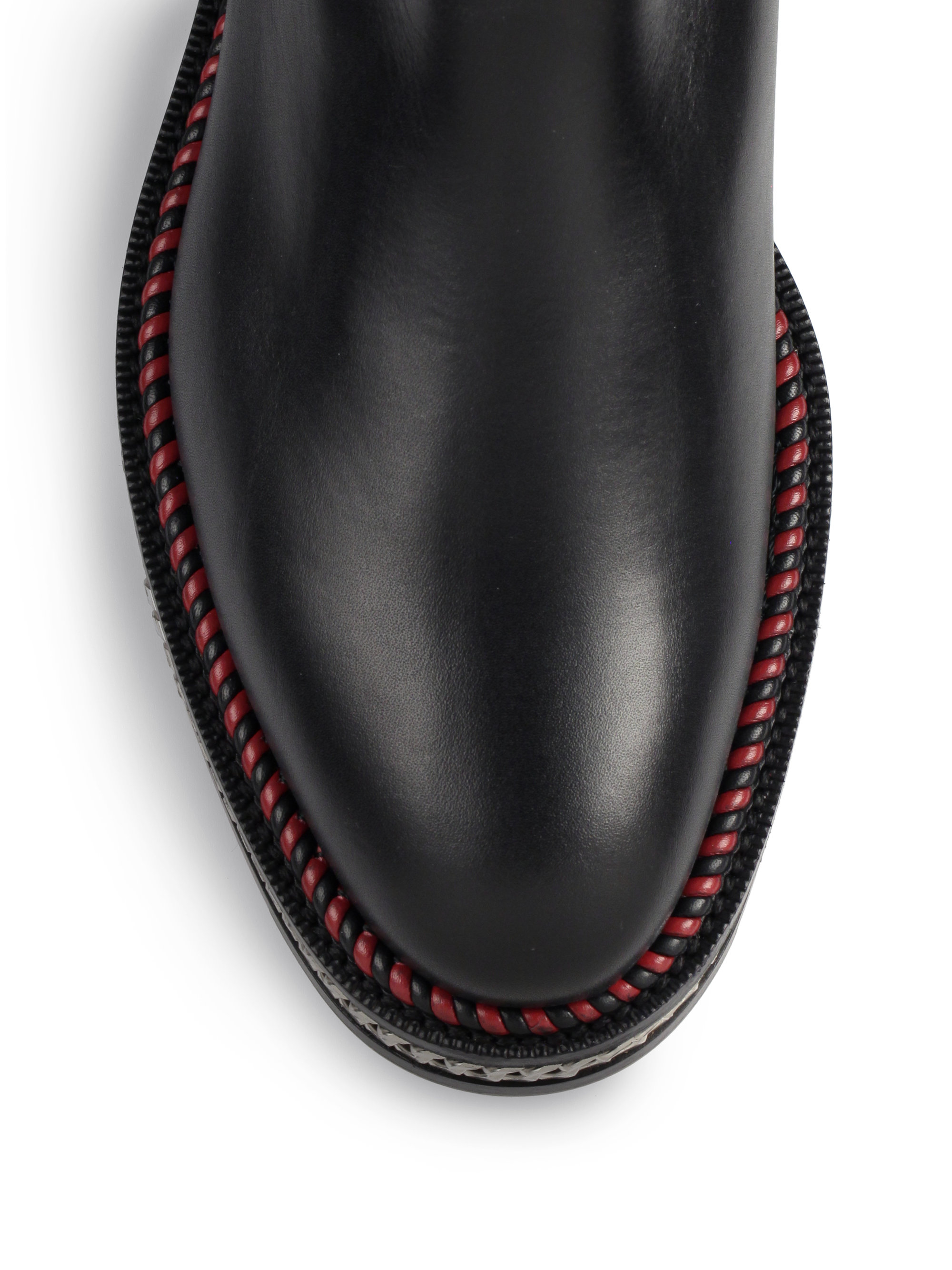 Lyst Christian Louboutin Chelsea Chaindetail Leather Ankle Boots in