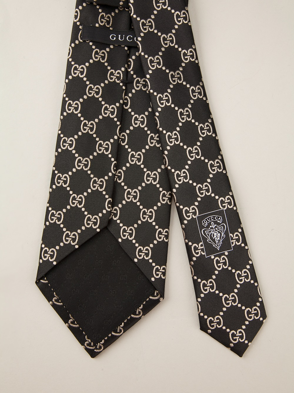 Gucci Monogram Print Tie In Black For Men Lyst