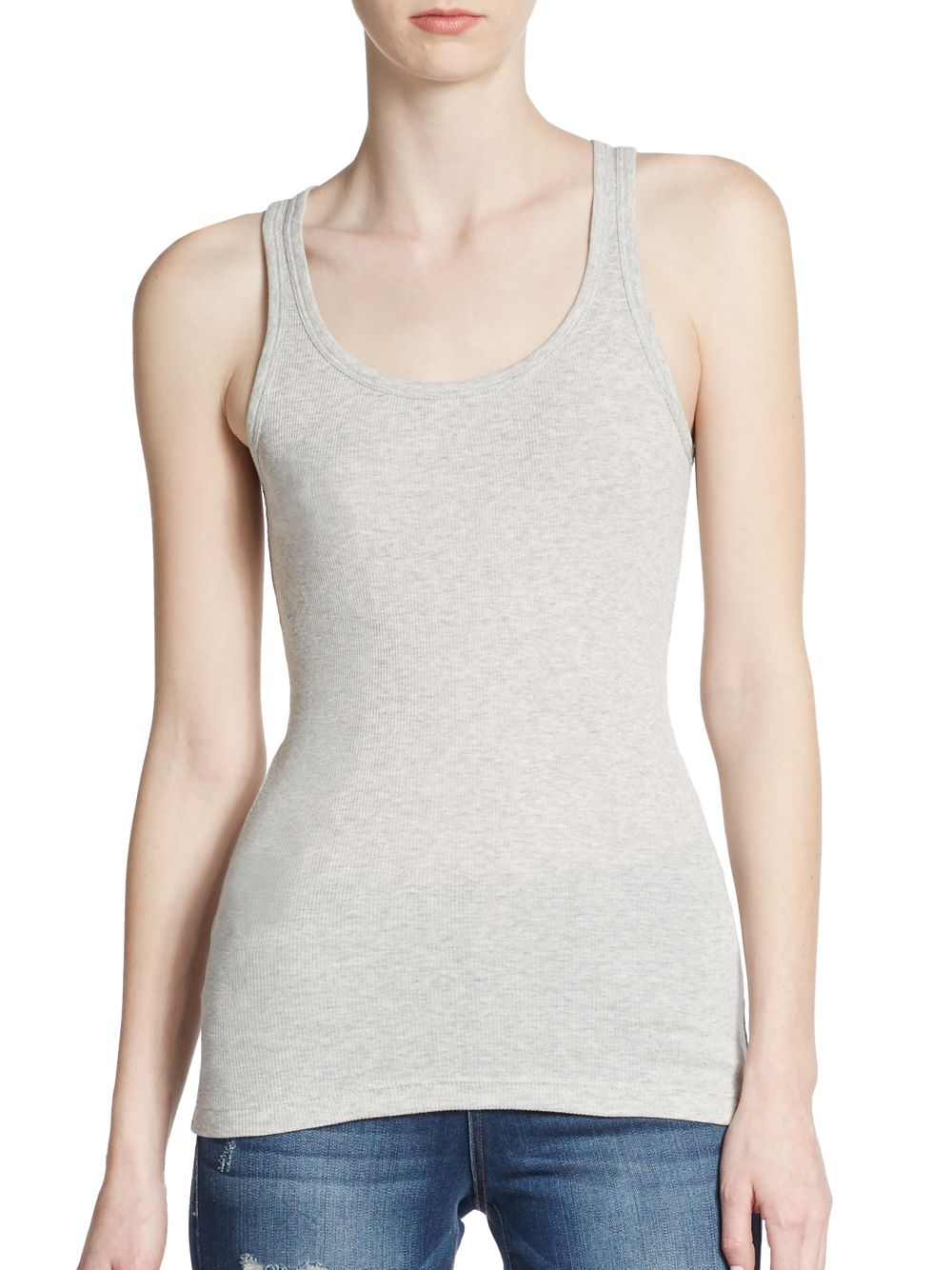 Lyst - Vince Ribbed Knit Tank Top in Gray