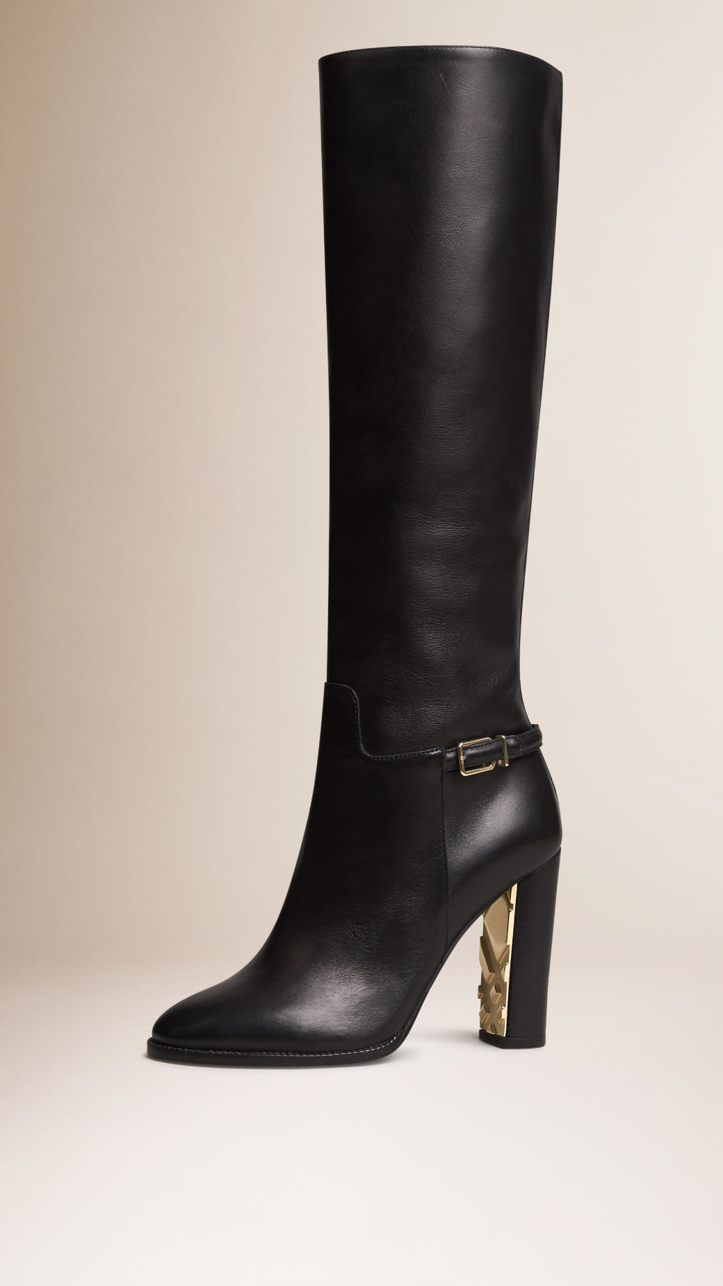 Burberry Knee-high Leather Boots in Black | Lyst