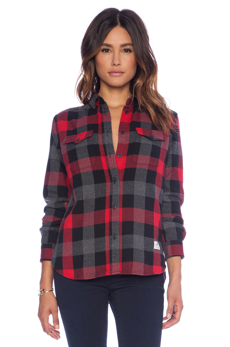 buffalo plaid color block shirt