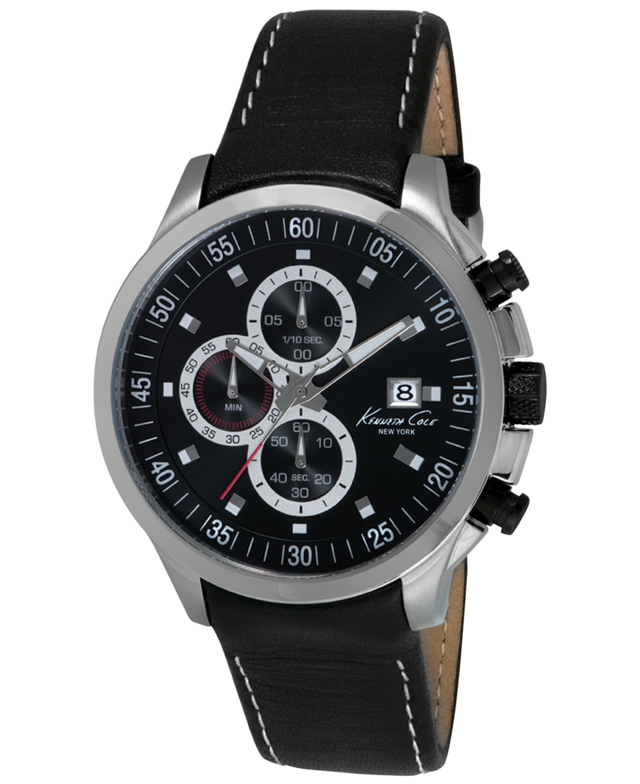 Lyst - Kenneth Cole New York Men'S Chronograph Black Leather Strap ...