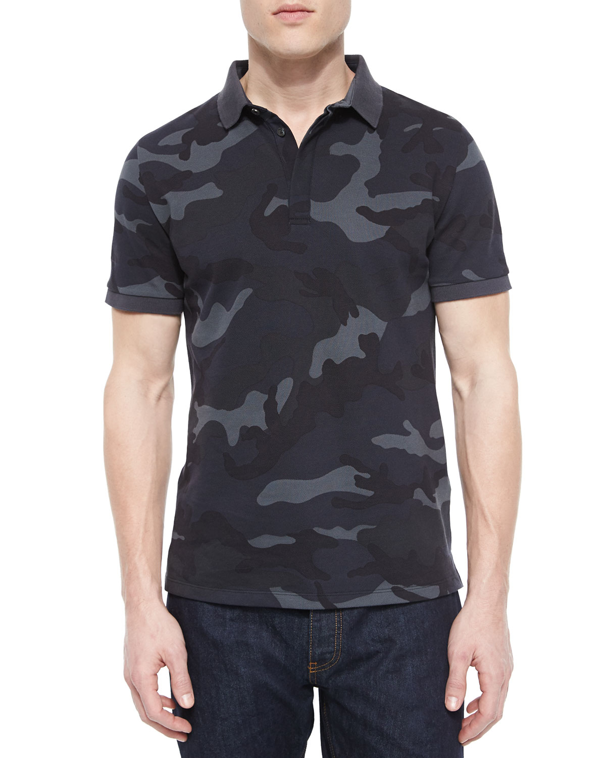 Lyst - Valentino Camo-Print Pique Polo Shirt in Blue for Men