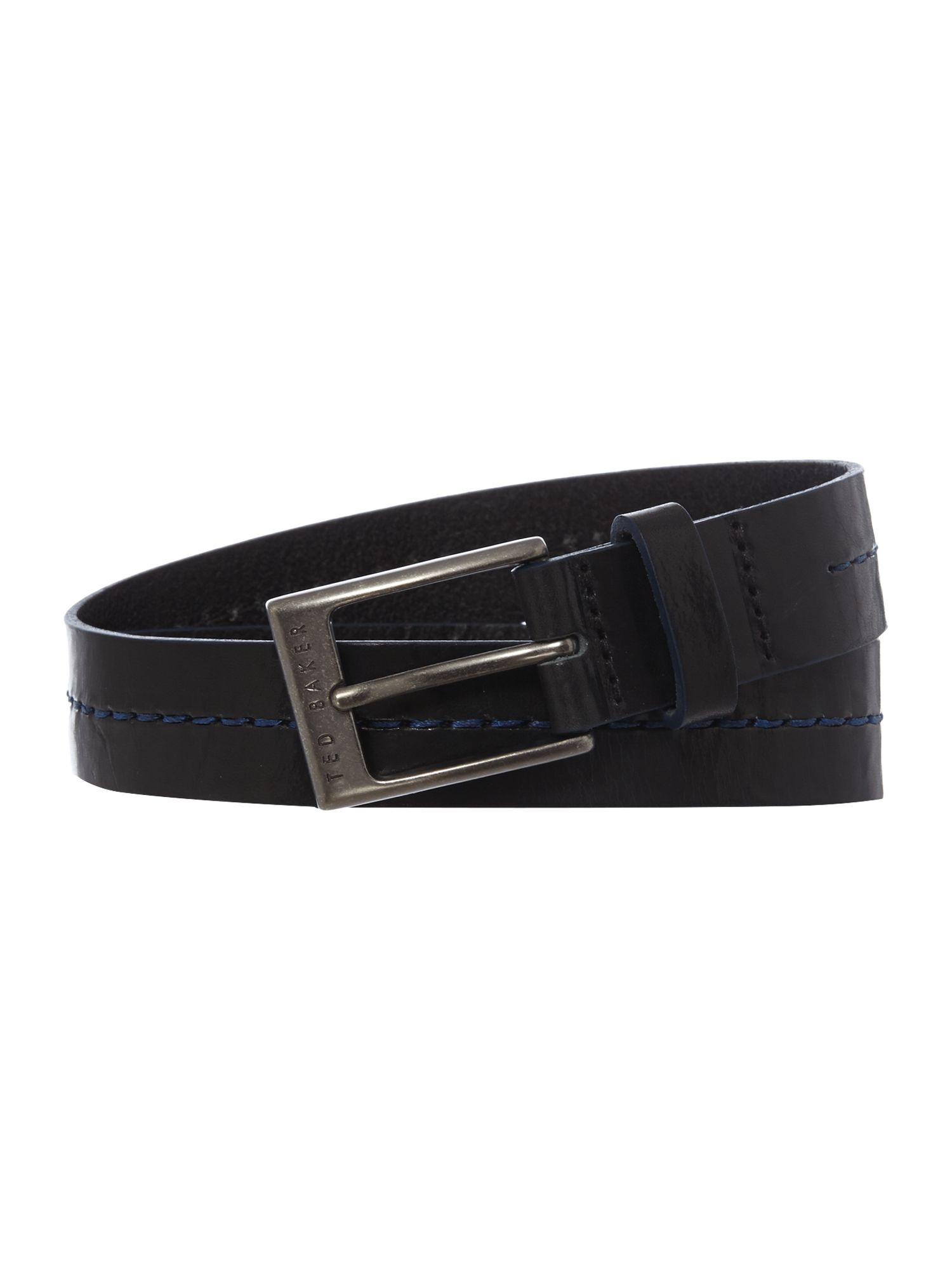 Ted Baker | Black Central Groove And Seam Leather Belt for Men | Lyst