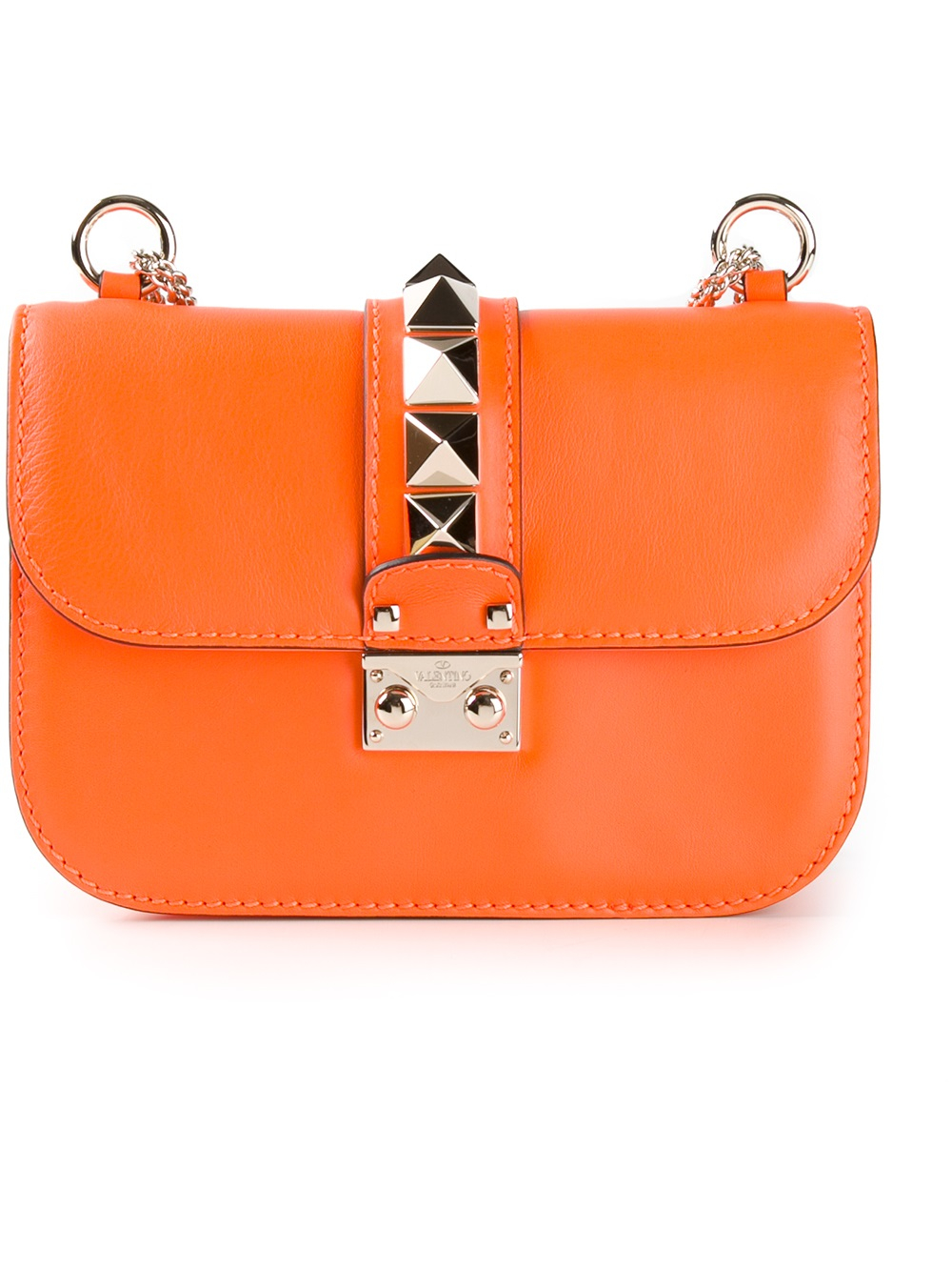 Lyst - Valentino Rockstud Medium Shoulder Bag in Orange