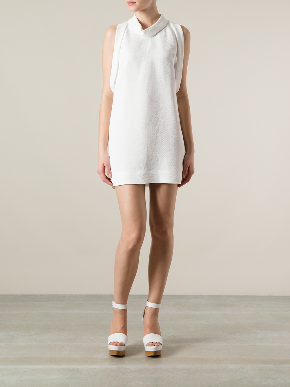 Lyst - Stella Mccartney Collar Neck Dress in White