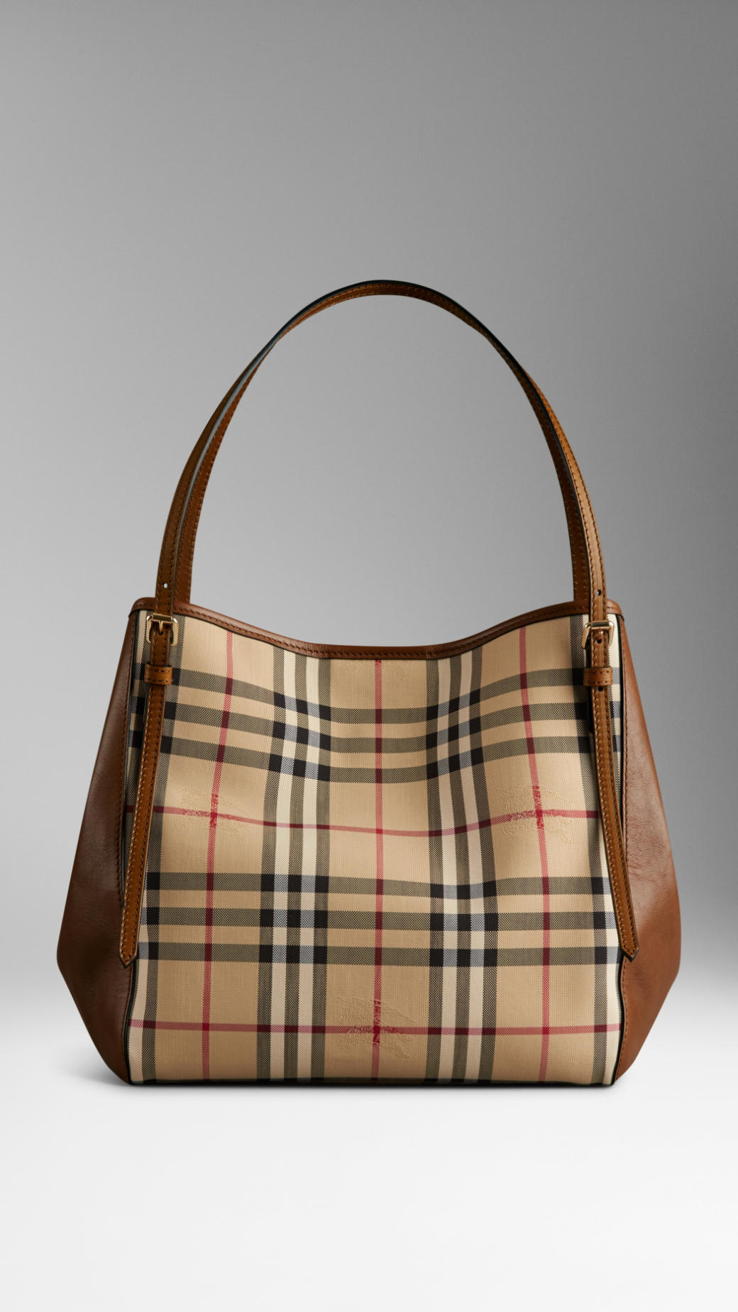 Burberry The Small Canter In Horseferry Check And Leather Honey/tan in ...