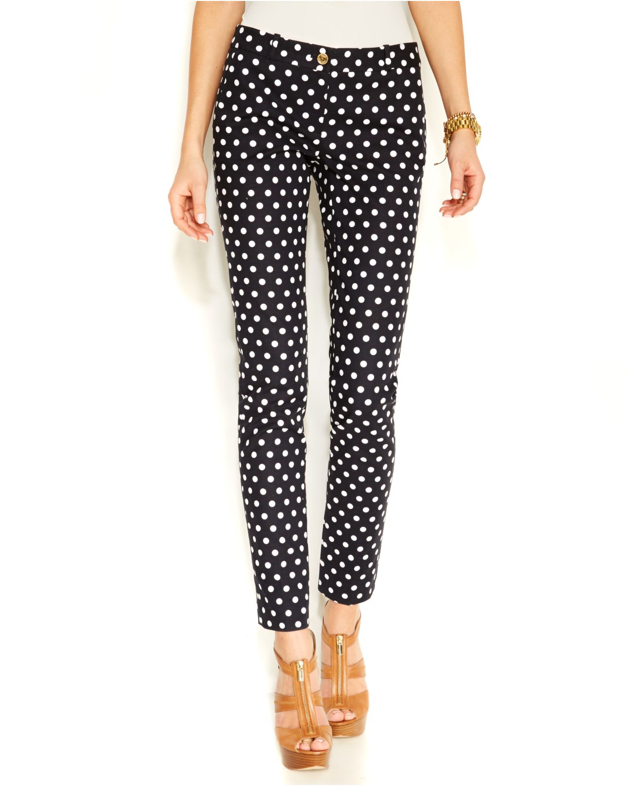 Lyst - Michael Kors Michael Skinny Polka-Dot Pants in Blue