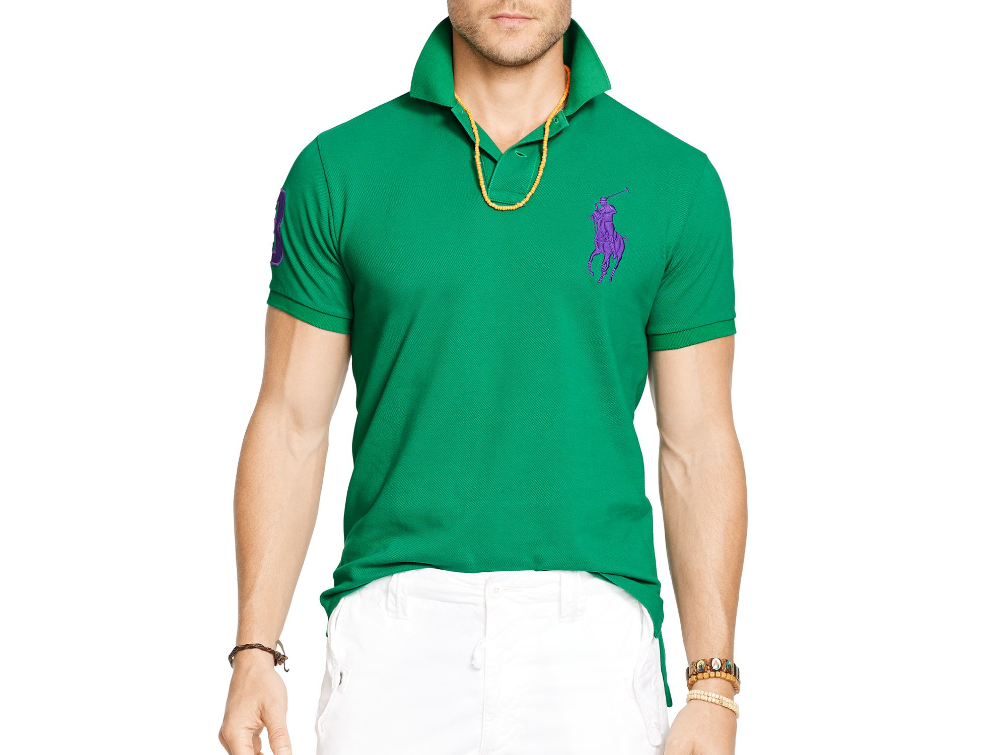 Lyst - Ralph Lauren Polo Custom-fit Big Pony Mesh Polo Shirt - Slim Fit