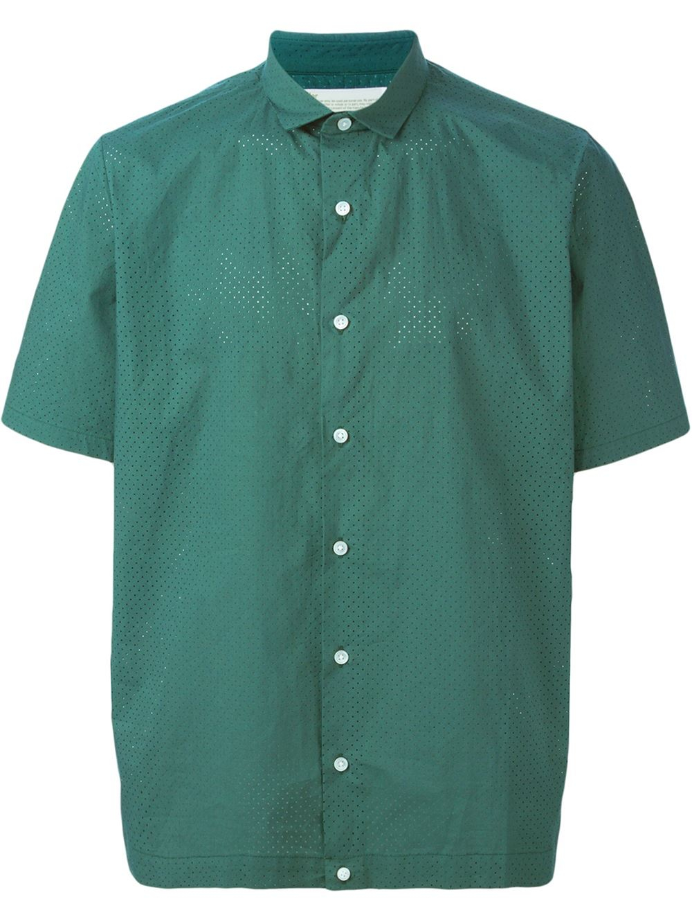 Kolor Short Sleeve Perforated Shirt in Green for Men | Lyst