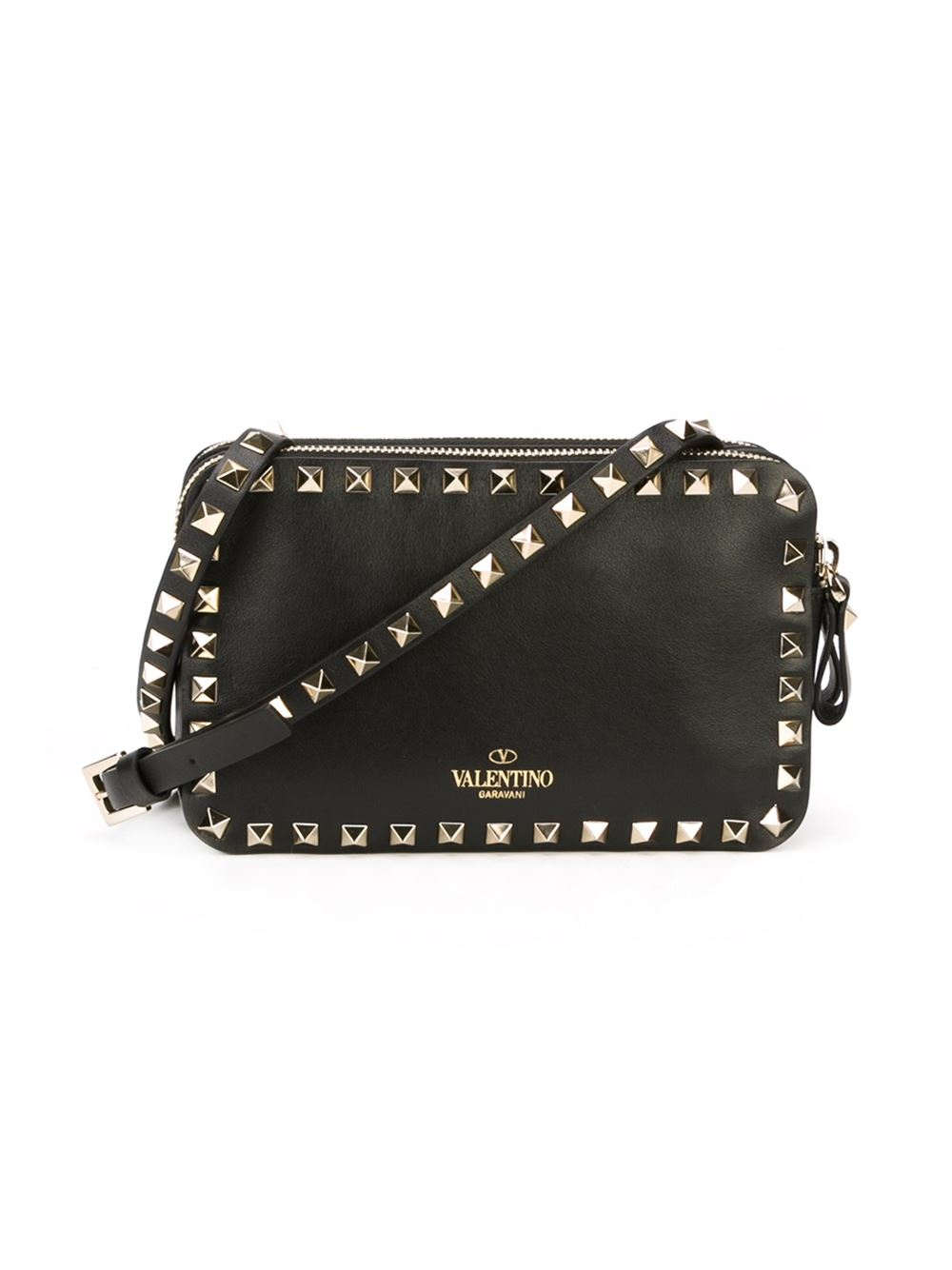 Valentino Rockstud Leather Cross-Body Bag in Black | Lyst