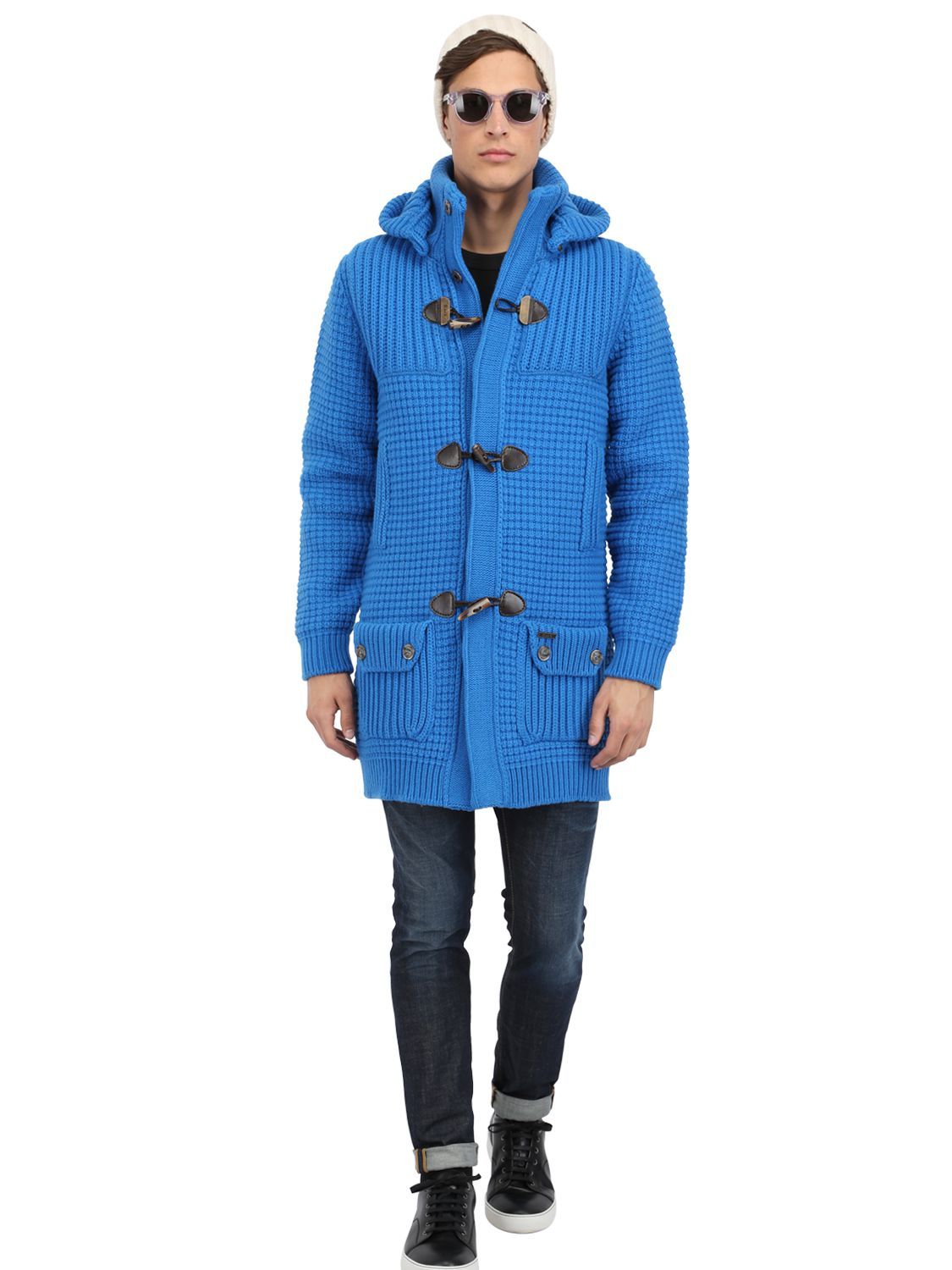 Lyst Bark Wool Blend Long Duffle Coat in Blue for Men