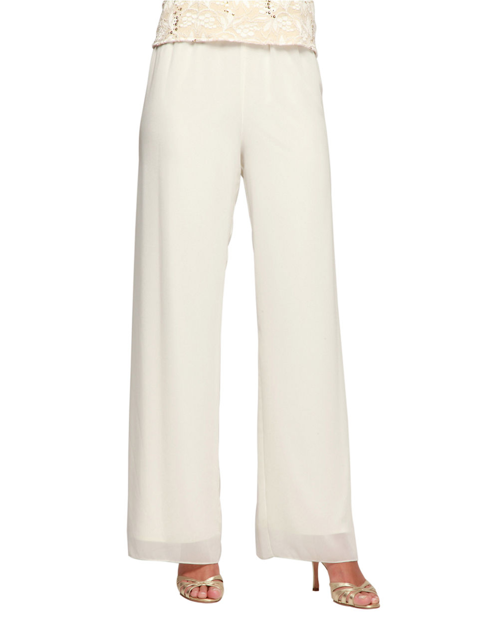 Alex Evenings Plus Chiffon Relaxed Straight Leg Pants in White (Ivory ...