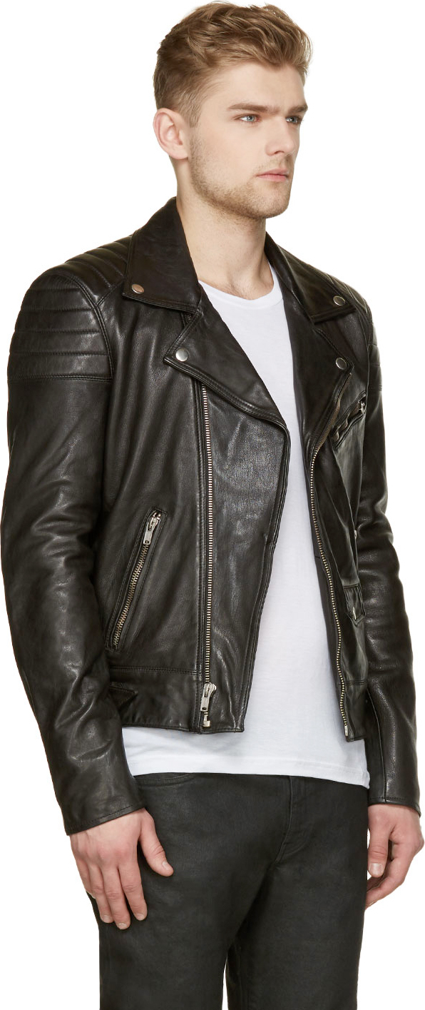 Mens Quilted Leather Biker Jacket Photos