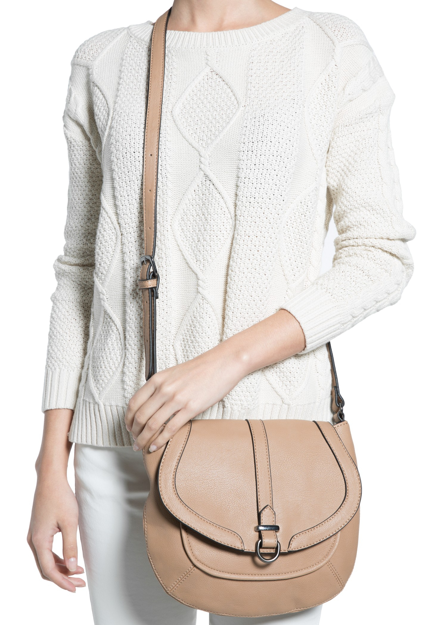 Lyst Mango Cross Body Flap Bag in Natural