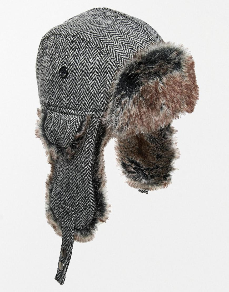 Lyst Asos Trapper Hat In Harris Tweed in Gray for Men