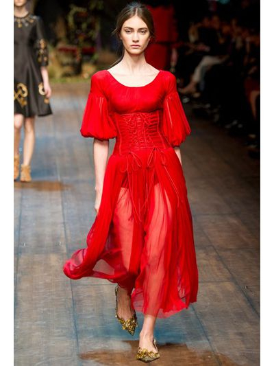 Lyst - Dolce & Gabbana Silk Tulle Bustier Dress in Red