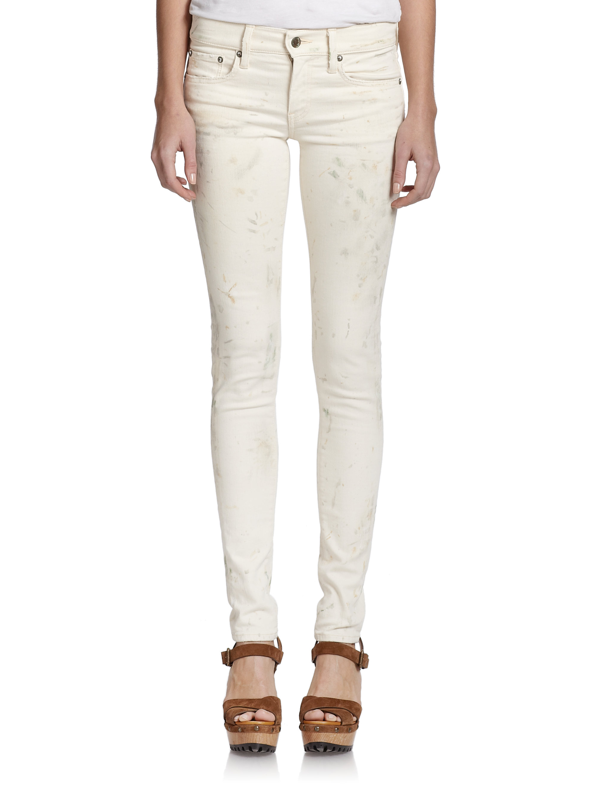 Lyst - Polo Ralph Lauren Paint-splattered Skinny Jeans in White