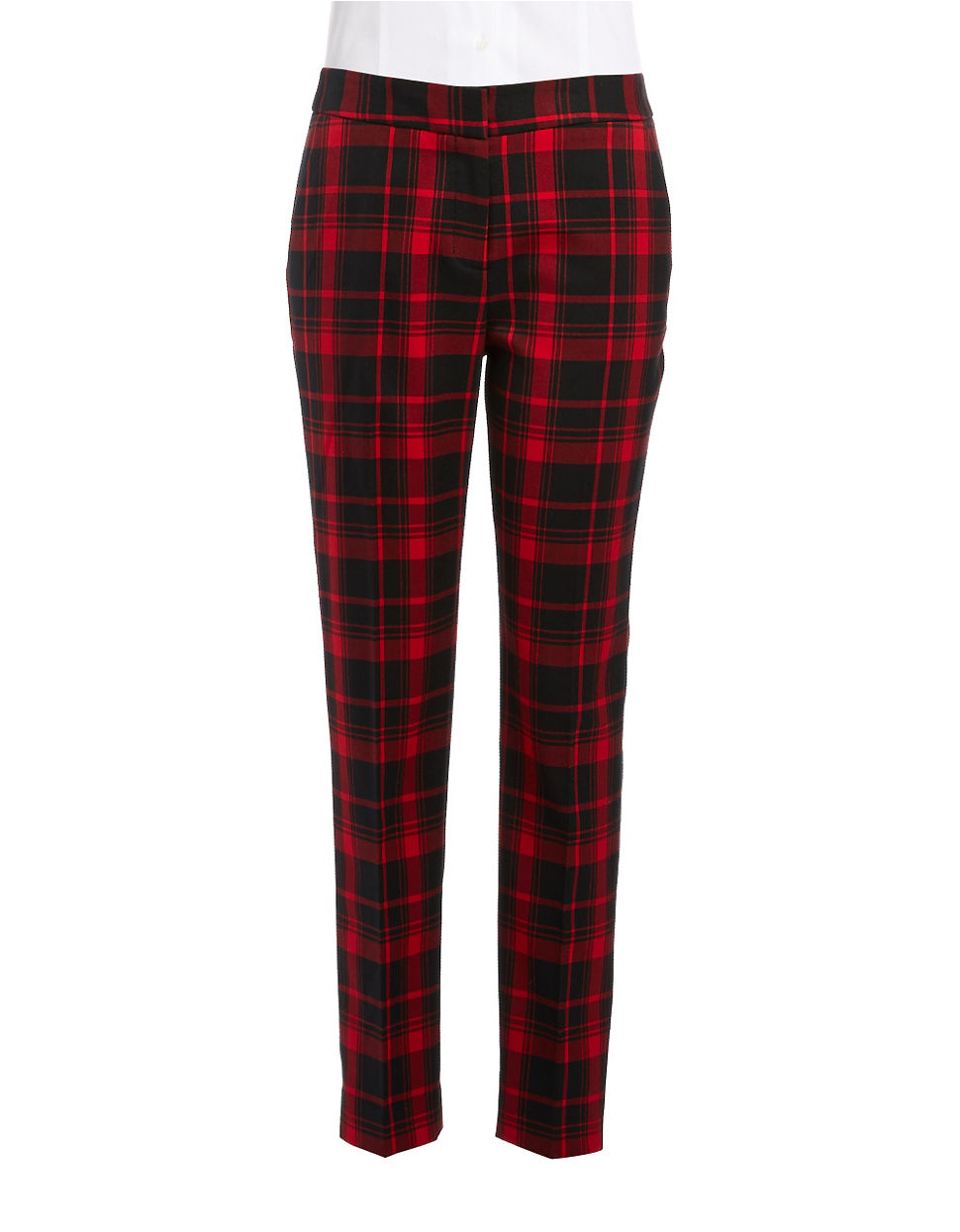 Lyst - Anne Klein Plaid Slim Fit Pants in Red