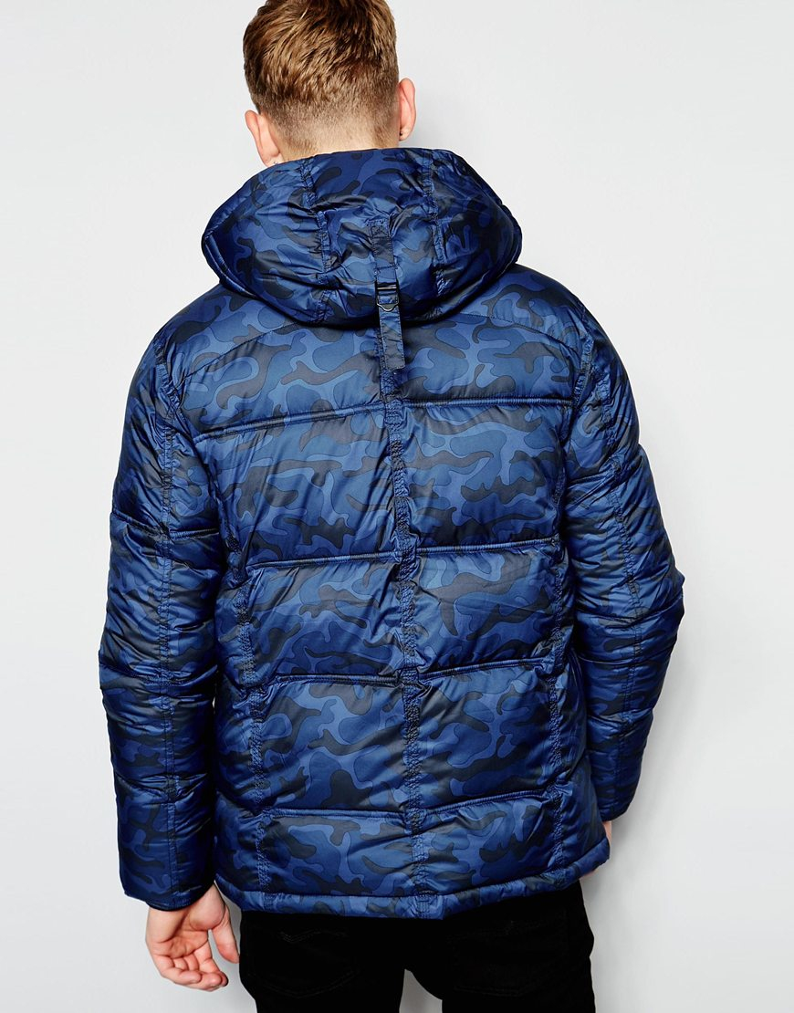 Wrangler Camo Jacket in Blue for Men | Lyst