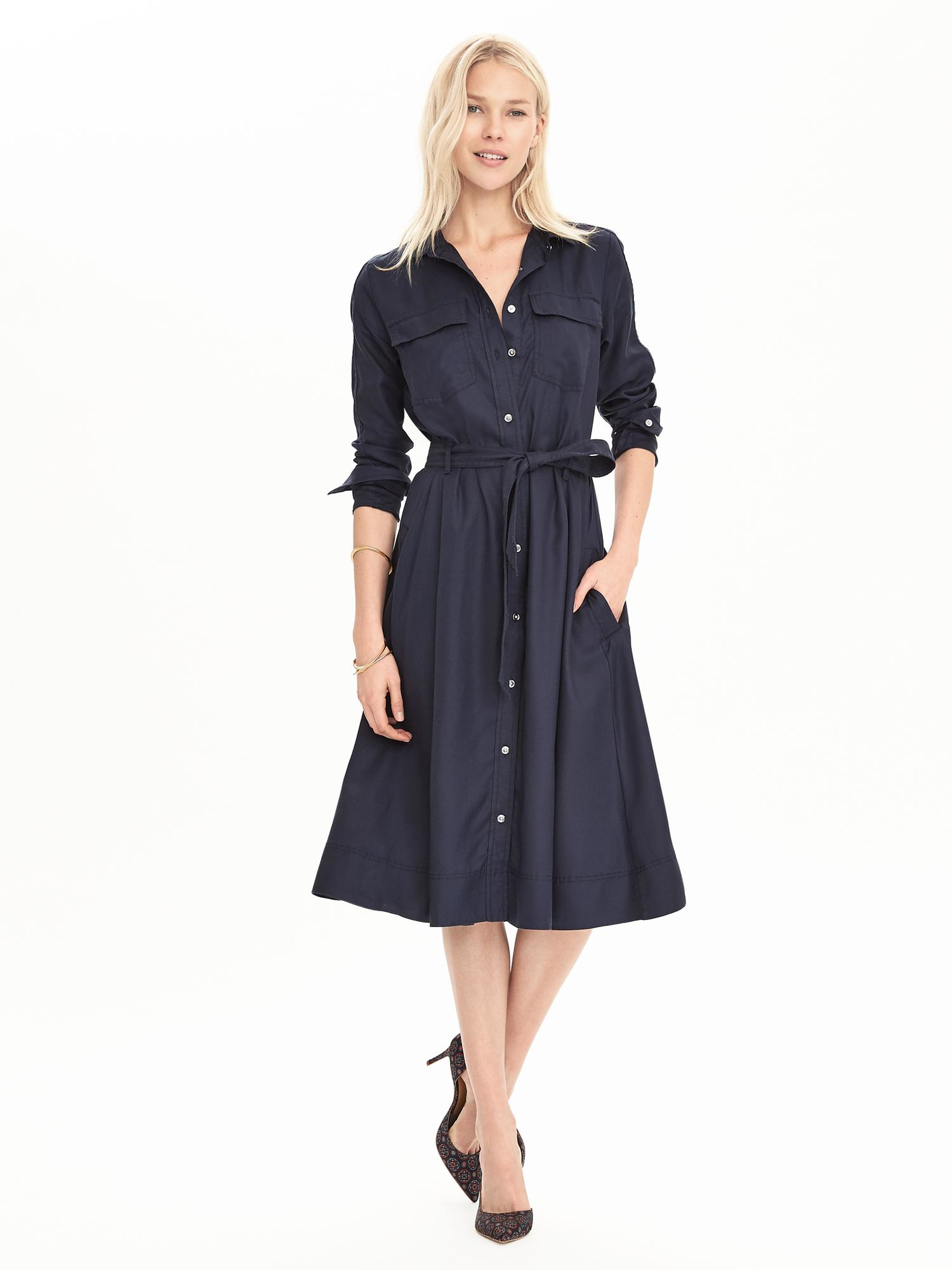 Lyst - Banana Republic Midi Shirtdress in Blue