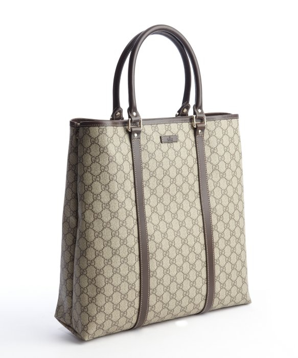 Gucci Beige and Khaki Coated Canvas Tall Tote Bag in Natural | Lyst