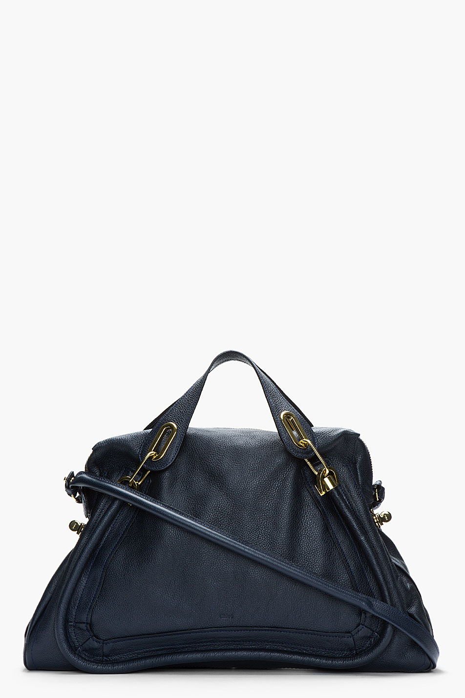 Chlo Dark Navy Pebbled Leather Paraty Bag in Blue (navy) | Lyst  
