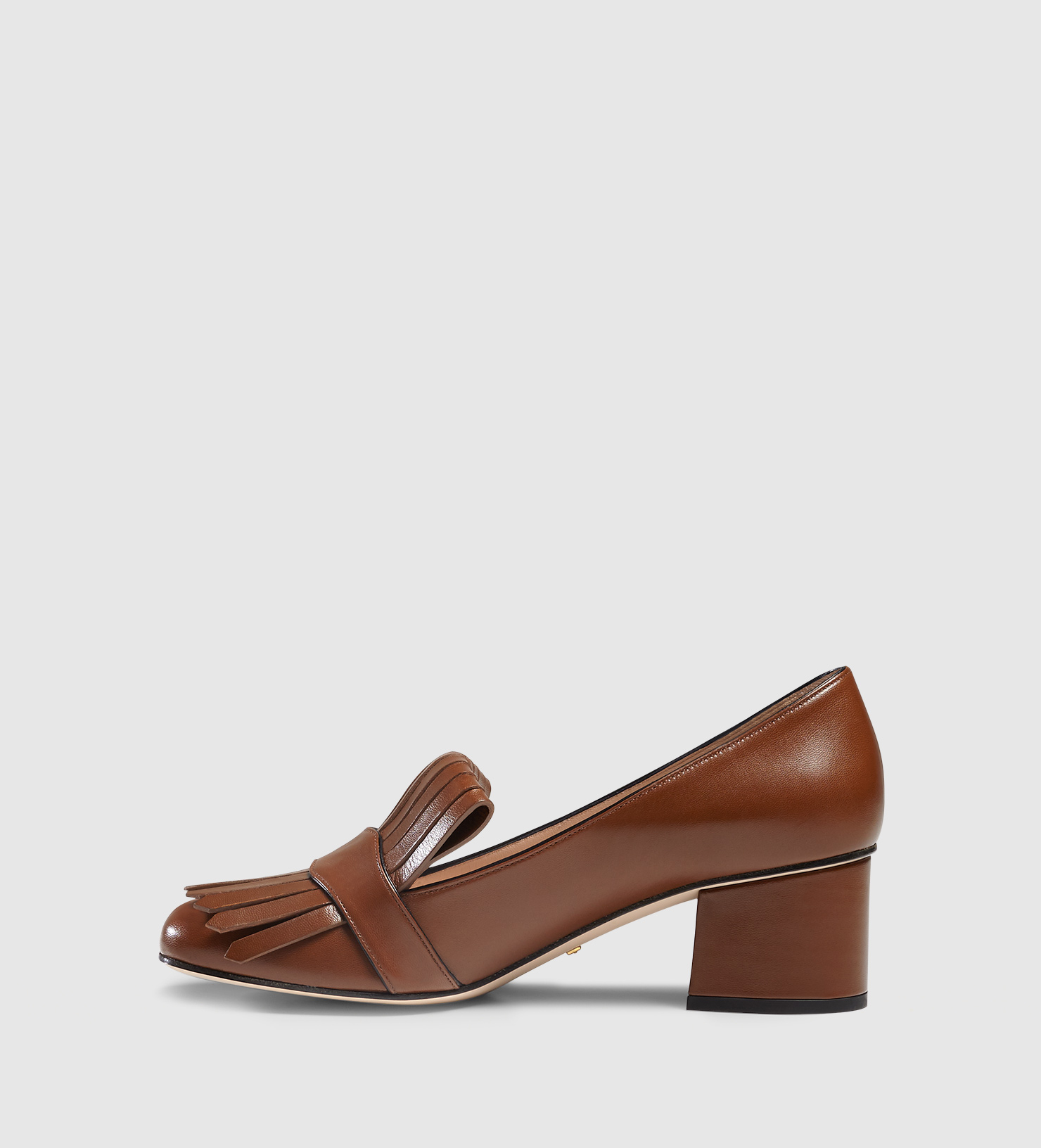 Lyst - Gucci Leather Mid-heel Pump in Brown