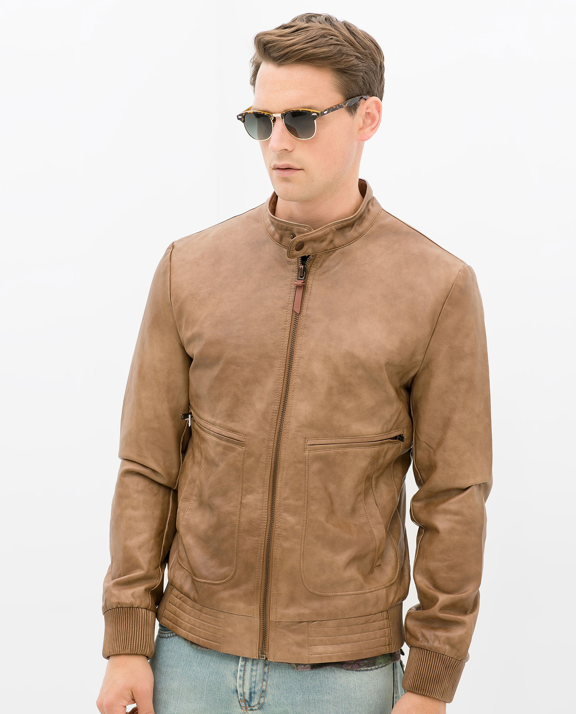 Zara Faux Leather Jacket In Brown For Men Lyst Gallery