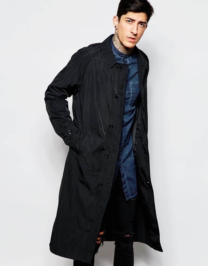 Lyst - Asos Longline Trench Coat With Belt In Black in Black for Men