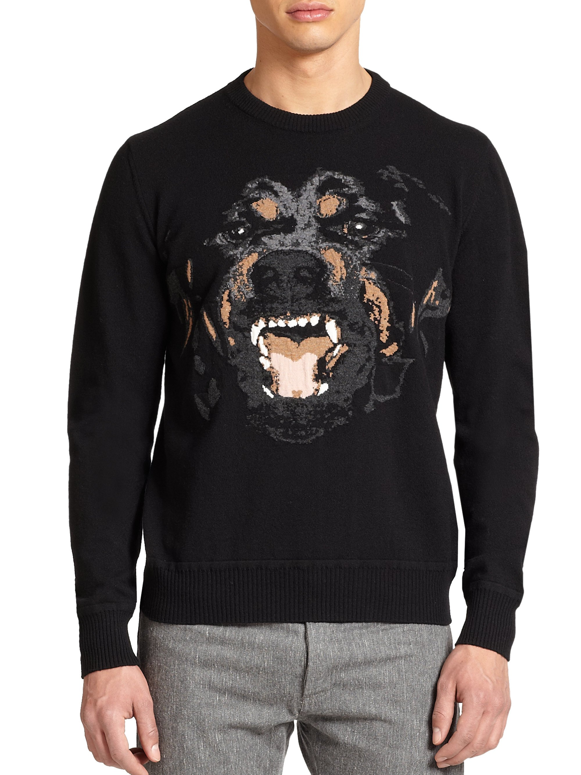 Givenchy Rottweiler Intarsia Knit Sweater in Black for Men | Lyst