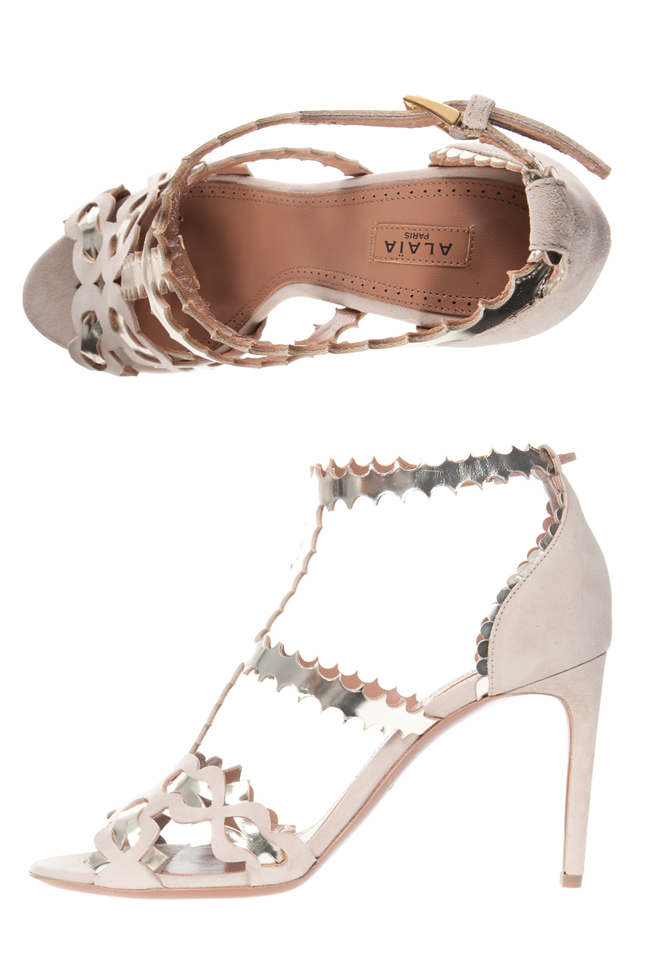 alaia silver sandals