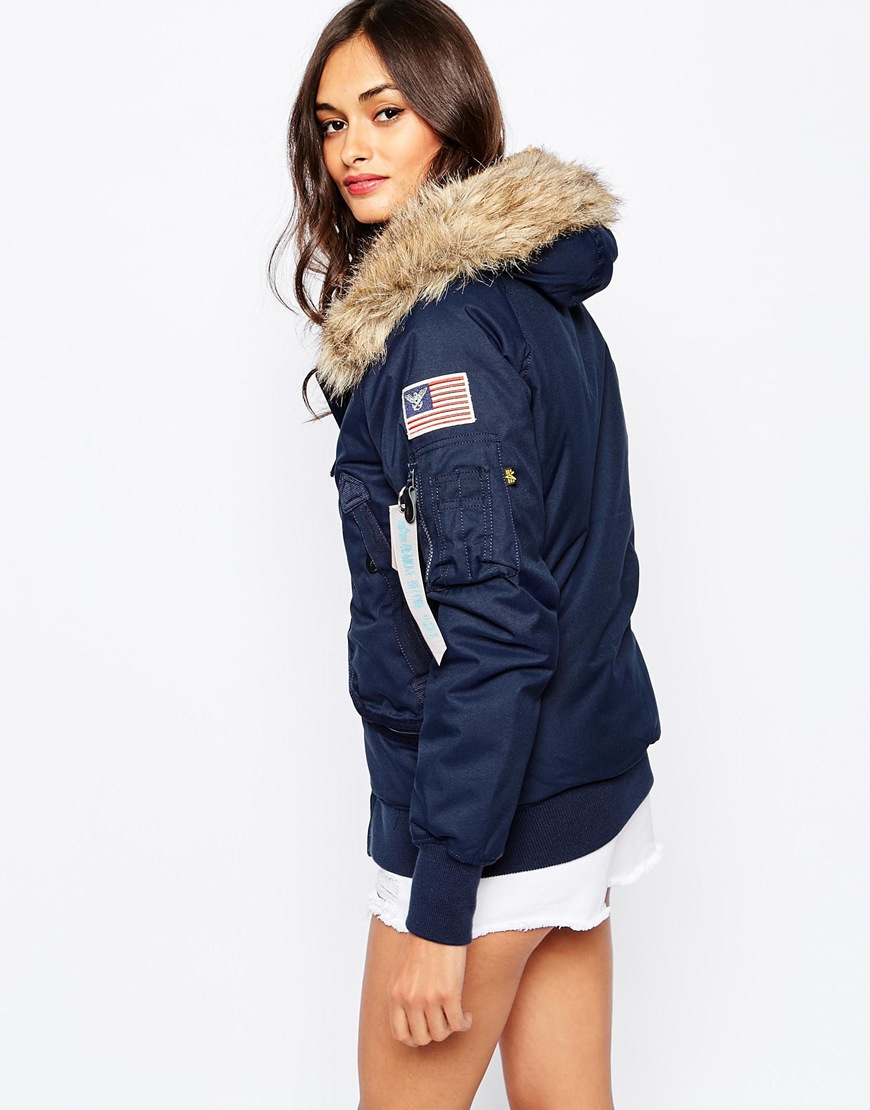 Alpha industries Polar Hooded Bomber Jacket With Faux Fur Hood in
