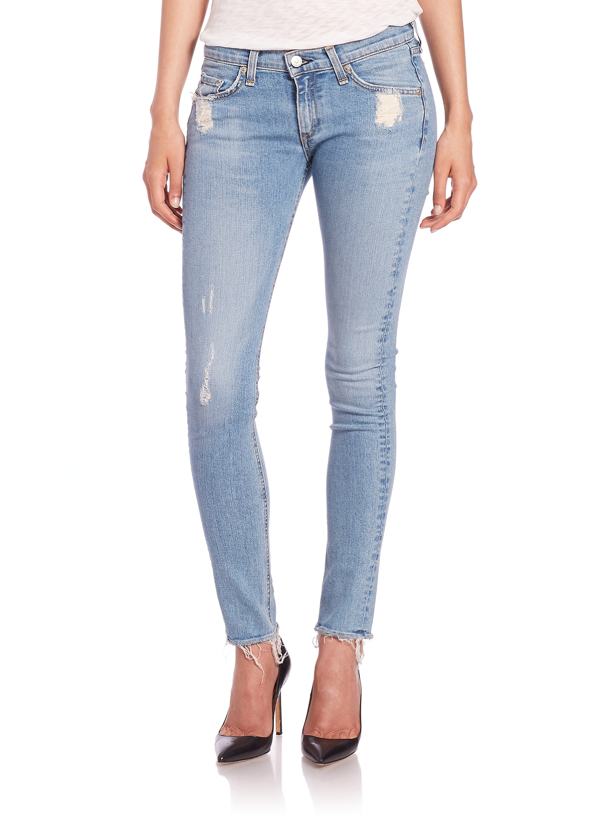 slim distressed jeans