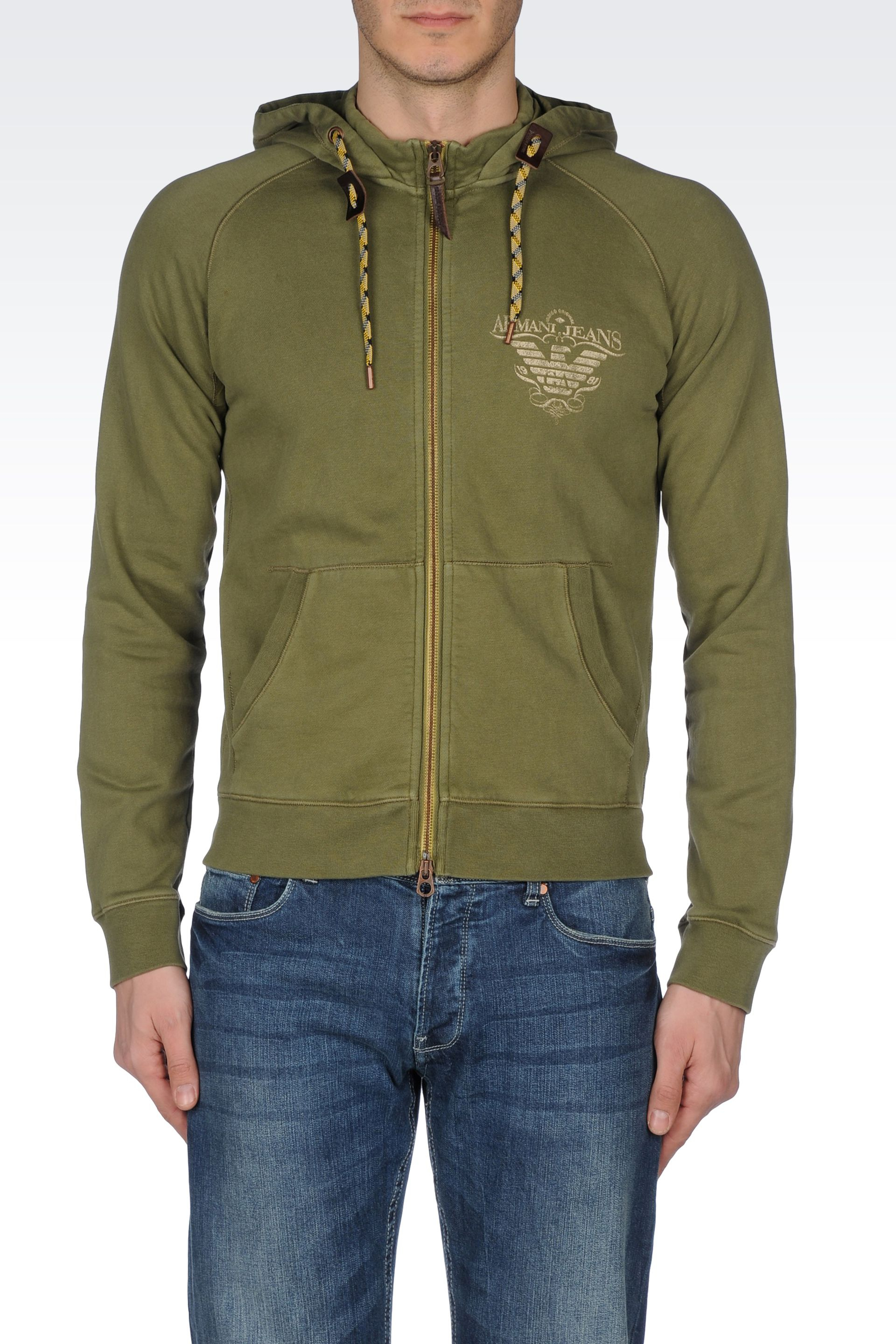Lyst - Armani Jeans Hoodie in Green for Men