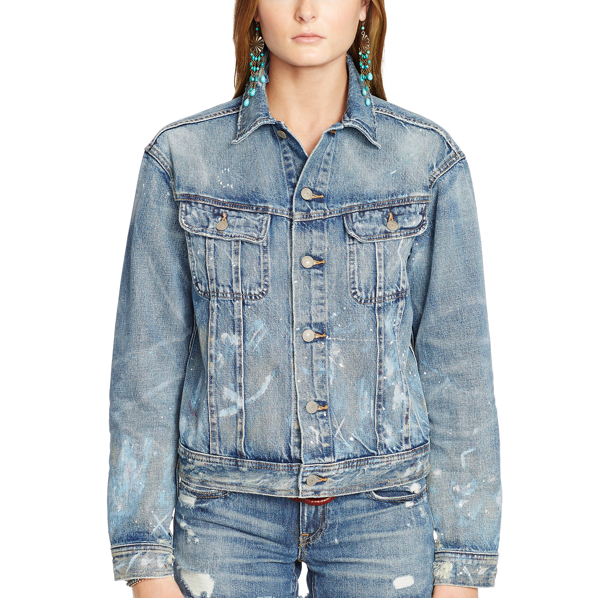 Polo ralph lauren Paintsplattered Denim Jacket in Blue Lyst
