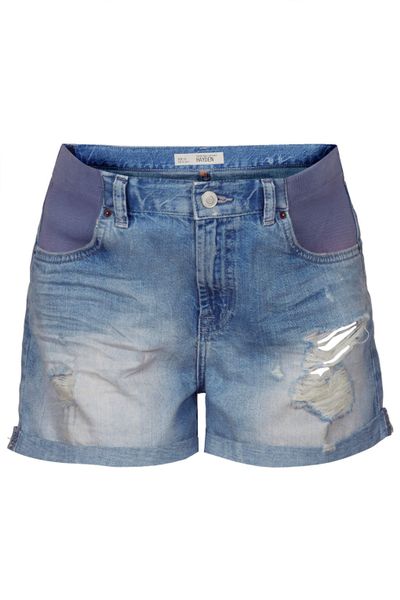 Topshop Maternity Bleach Boy Shorts in Blue (BLEACH STONE) | Lyst