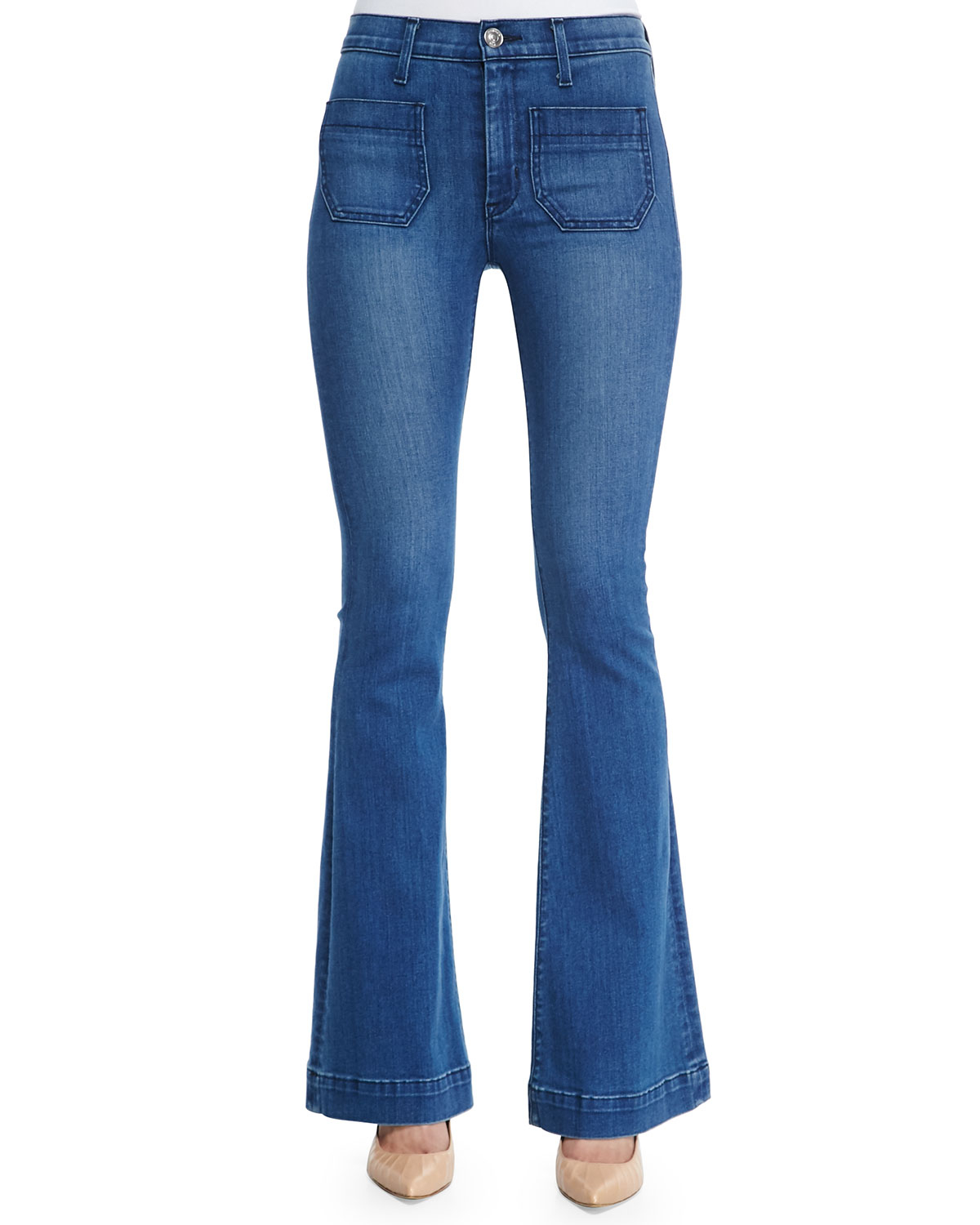 Hudson Taylor Flared High-Waisted Stretch-Denim Jeans in Blue (denim ...