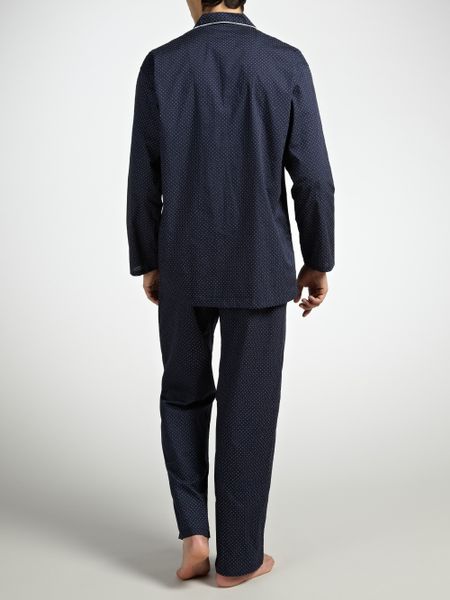 John Lewis Savile Row Poplin Cotton Spotted Pyjama Set in Blue for Men ...