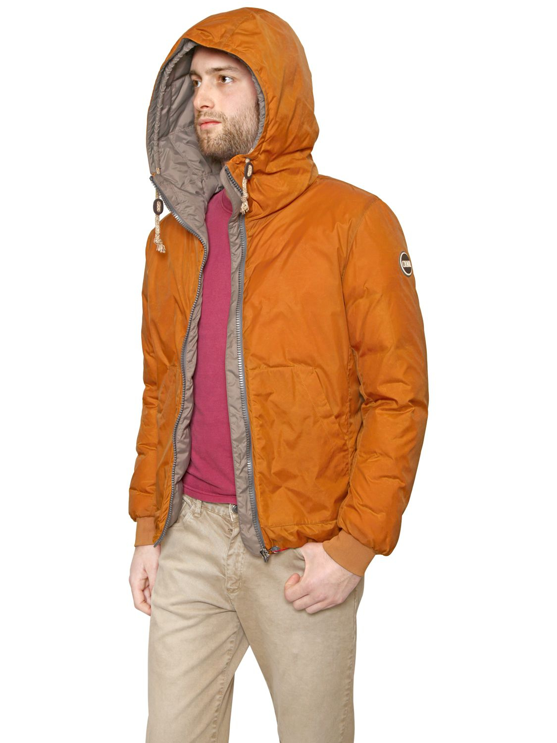Lyst - Colmar Coated Nylon Hooded Down Jacket in Orange for Men