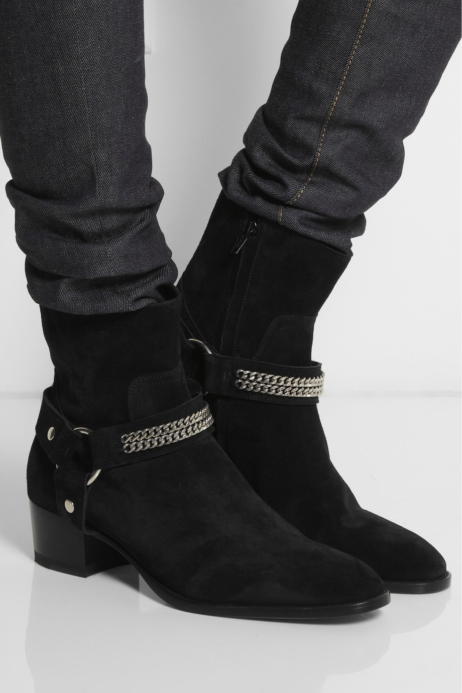 saint laurent black suede boots