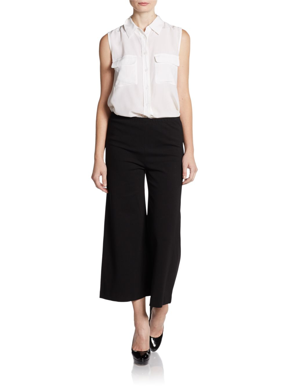 Lyst - Lafayette 148 new york Cropped Gaucho Pants in Black