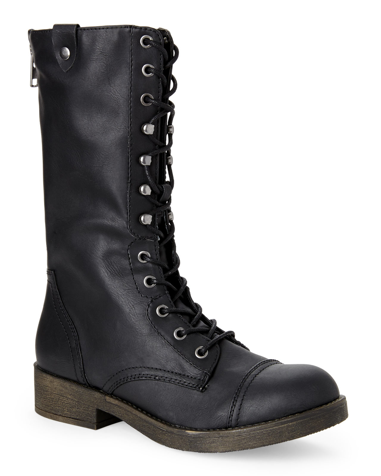 black fold down combat boots