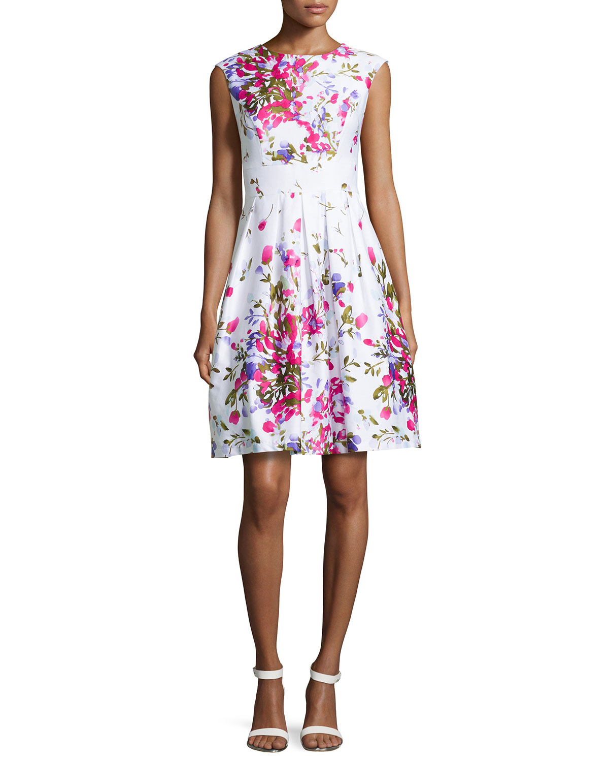 Lyst - Chetta B Floral Sleeveless Fit-and-flare Dress