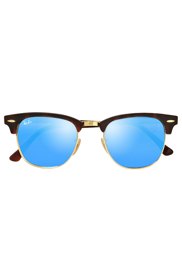 Lyst Ray Ban Clubmaster Havana Blue Sunglasses In Blue 3446