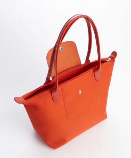 Longchamp Orange Coated Nylon Planetes Small Shopper Tote in Orange | Lyst
