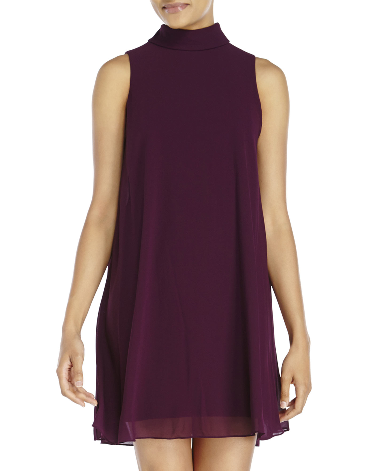 Resultado de imagen de vince camuto plus size purple shift dress sleeveless with mock neck