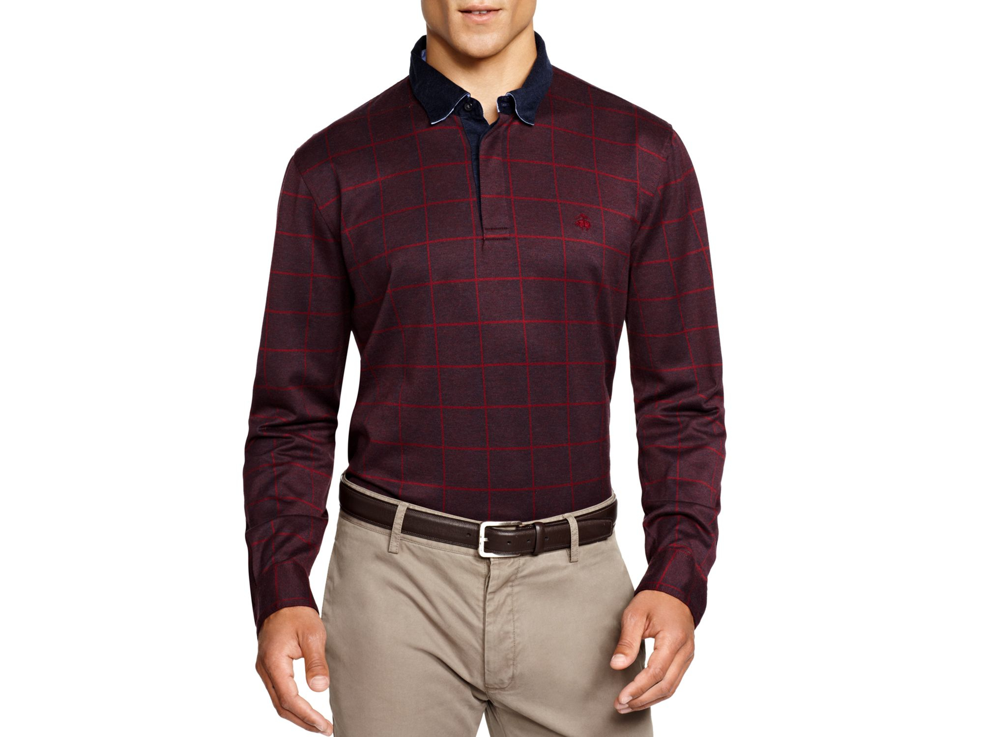 Brooks brothers New Canaan Windowpane Rugby Shirt in Purple for Men Lyst