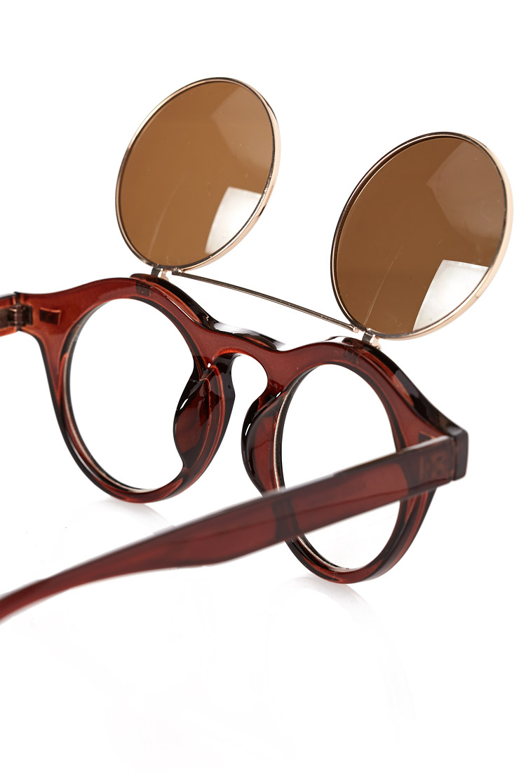 Forever 21 Round FlipUp Sunglasses in Metallic for Men Lyst